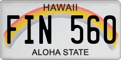 HI license plate FIN560
