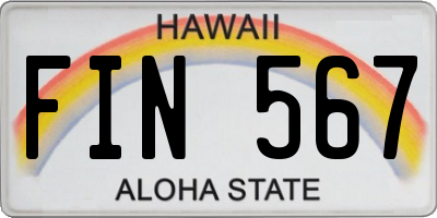 HI license plate FIN567