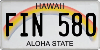 HI license plate FIN580