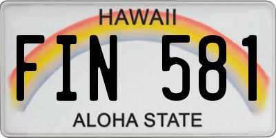 HI license plate FIN581
