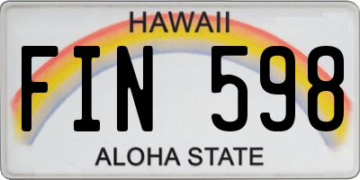 HI license plate FIN598