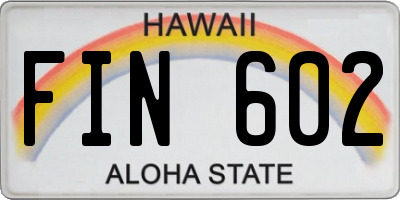 HI license plate FIN602