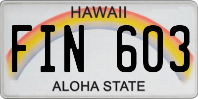 HI license plate FIN603