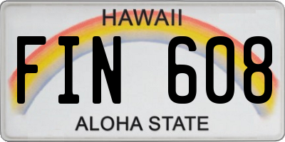 HI license plate FIN608