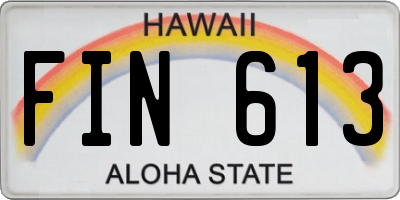 HI license plate FIN613