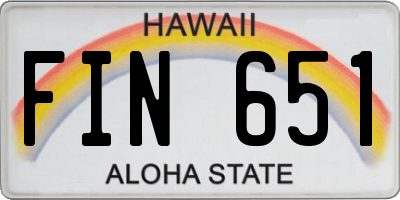 HI license plate FIN651