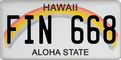 HI license plate FIN668