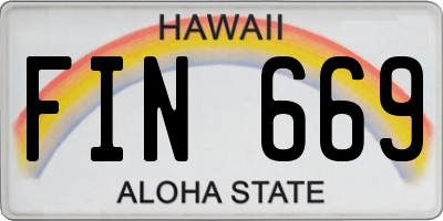 HI license plate FIN669