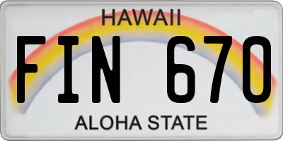 HI license plate FIN670