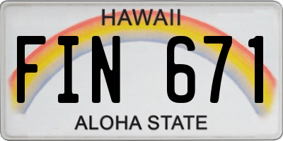 HI license plate FIN671