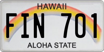 HI license plate FIN701