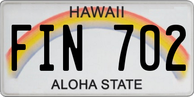 HI license plate FIN702