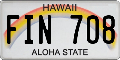 HI license plate FIN708