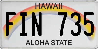 HI license plate FIN735