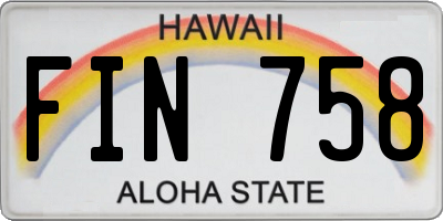 HI license plate FIN758