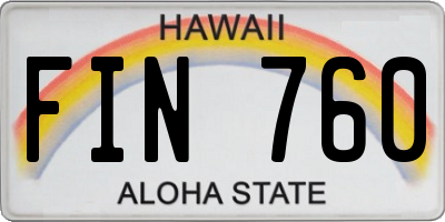 HI license plate FIN760