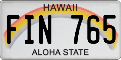 HI license plate FIN765