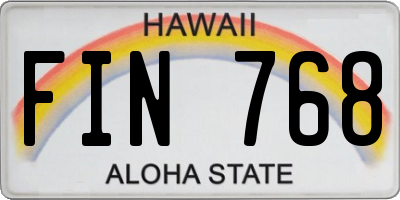 HI license plate FIN768