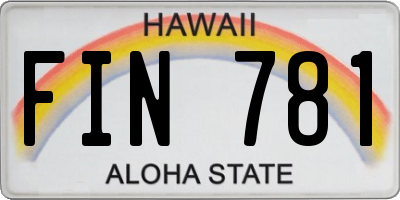 HI license plate FIN781