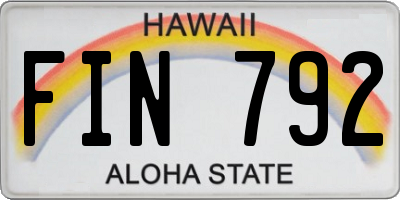 HI license plate FIN792