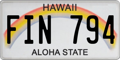 HI license plate FIN794