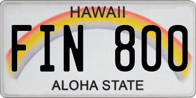 HI license plate FIN800