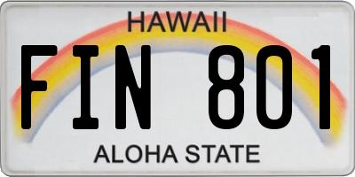 HI license plate FIN801