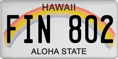HI license plate FIN802