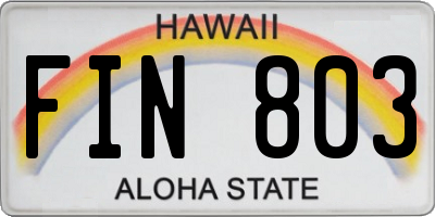 HI license plate FIN803