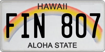 HI license plate FIN807