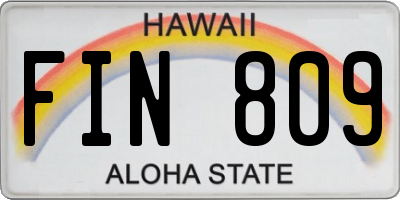 HI license plate FIN809