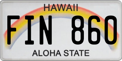 HI license plate FIN860
