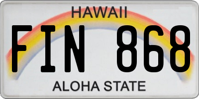HI license plate FIN868