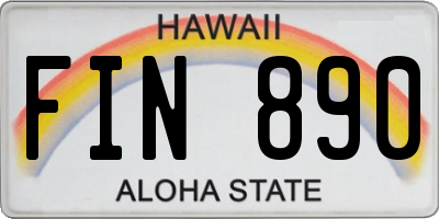HI license plate FIN890