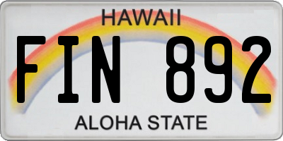 HI license plate FIN892