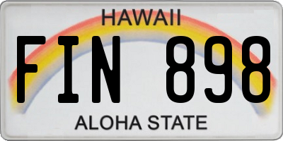 HI license plate FIN898