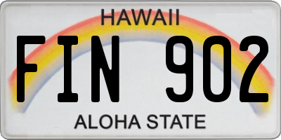 HI license plate FIN902
