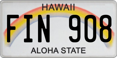 HI license plate FIN908