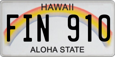 HI license plate FIN910