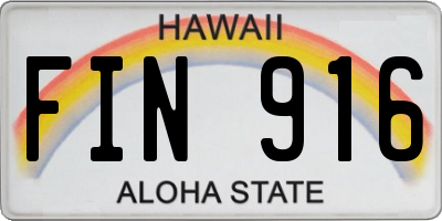 HI license plate FIN916