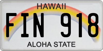 HI license plate FIN918