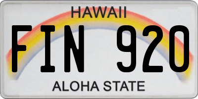HI license plate FIN920