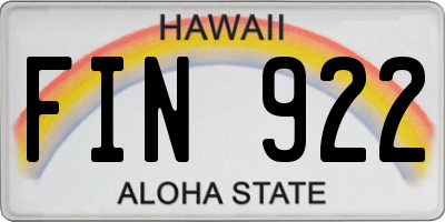 HI license plate FIN922