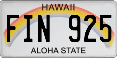 HI license plate FIN925