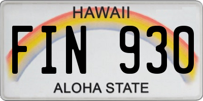 HI license plate FIN930