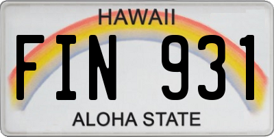 HI license plate FIN931