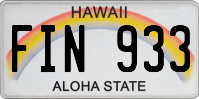 HI license plate FIN933