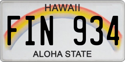 HI license plate FIN934