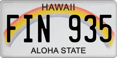 HI license plate FIN935