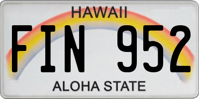 HI license plate FIN952